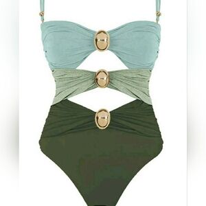 Women's Colorblock Monokini One Piece Swimsuit With Removable Straps. Size XL